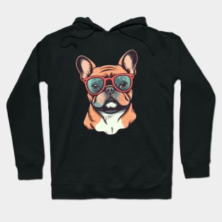 French Bulldog Retro Vibes - Old School Bulldog Wearing Glasses Hoodie